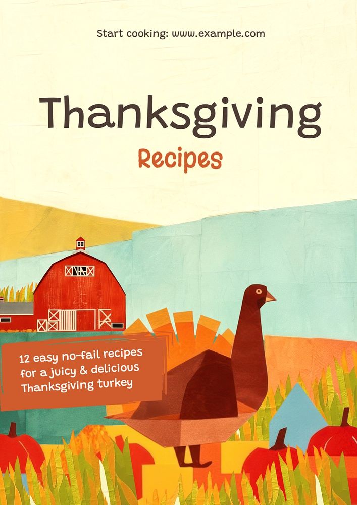 Thanksgiving recipe poster template, editable text and design