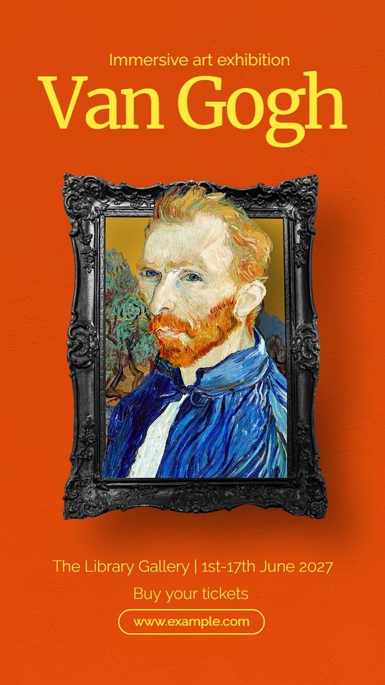 Van Gogh exhibition Instagram story template, editable text