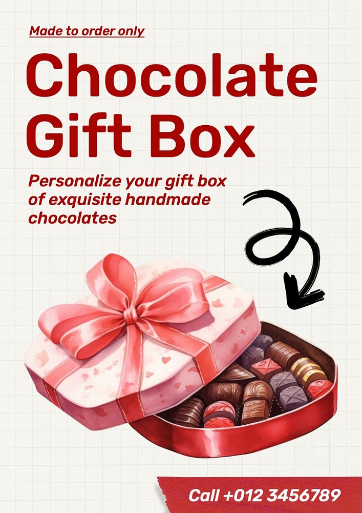 Chocolate gift box poster template