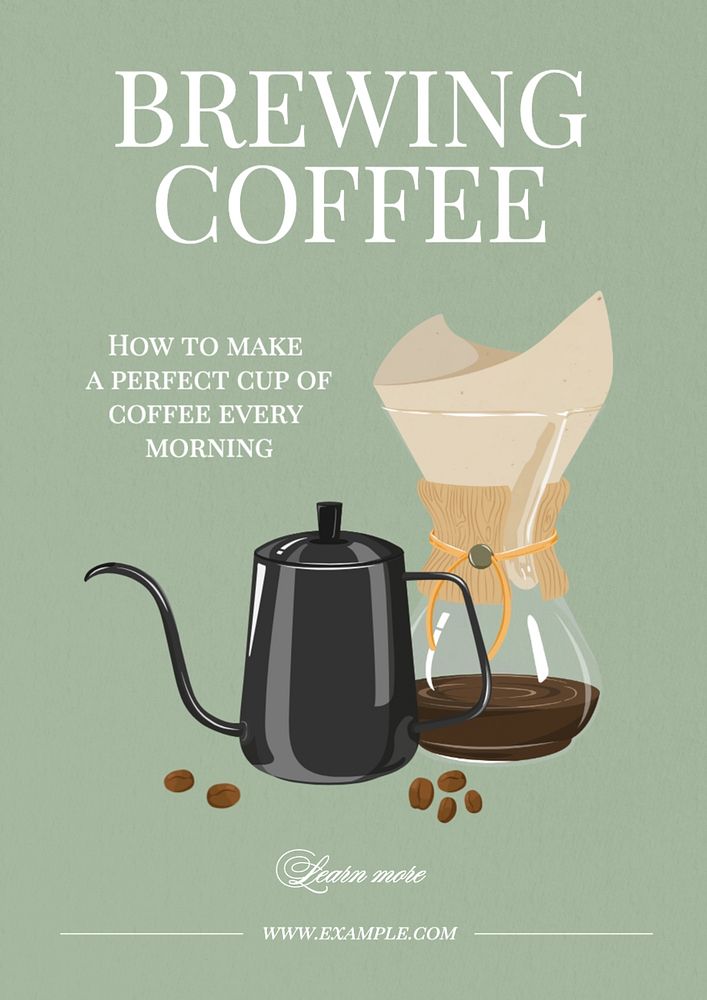 Brewing coffee poster template