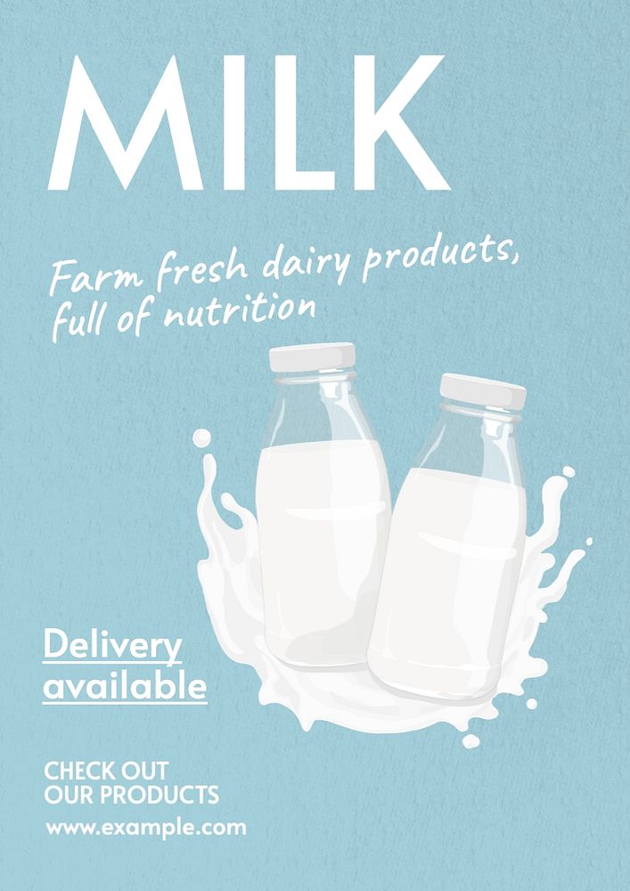 Cow milk poster template