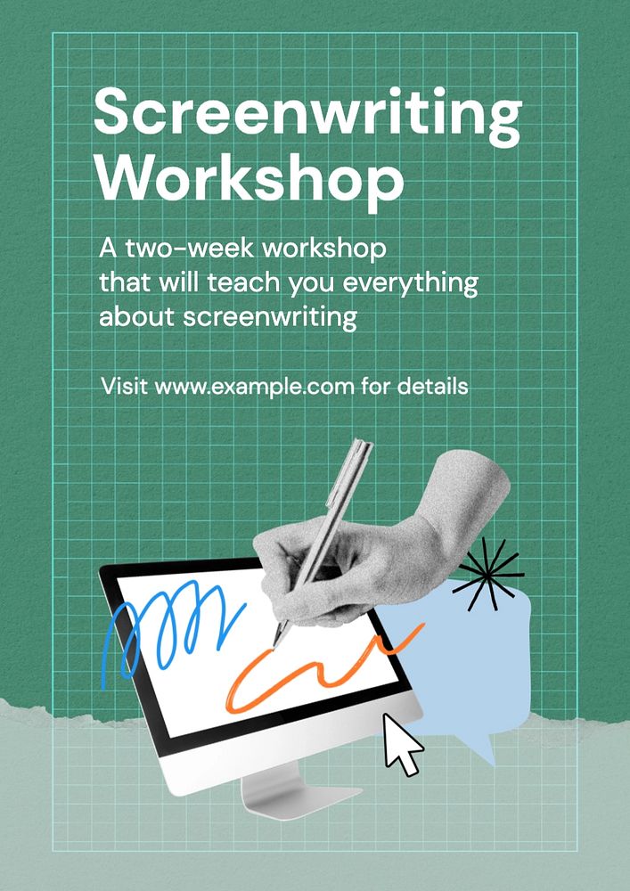 Screenwriting workshop poster template