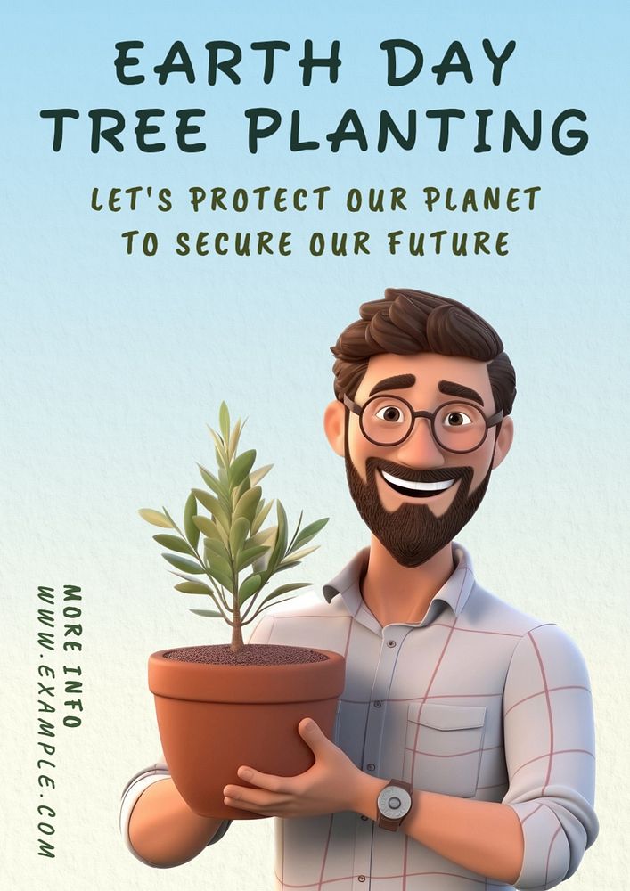 Earth day & tree poster template