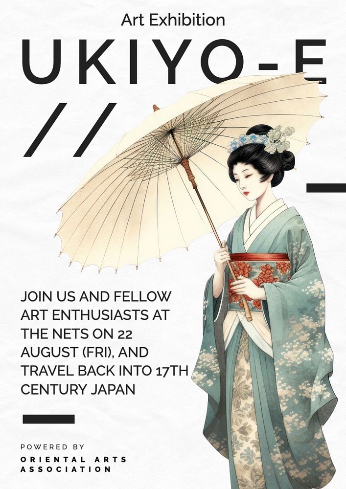 Ukiyoe art exhibition poster template