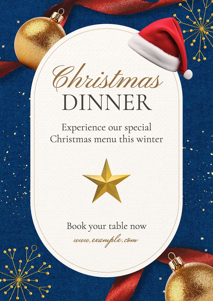 Christmas dinner party poster template