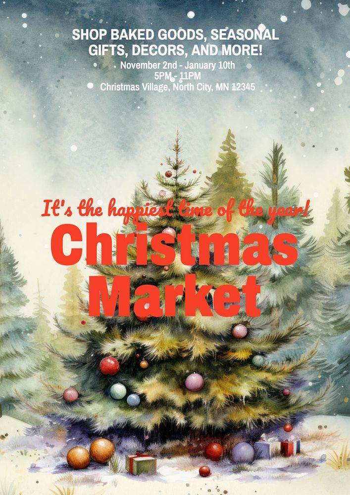 Christmas market poster template