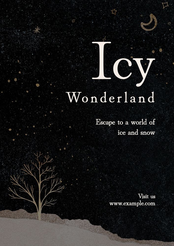 Icy wonderland world poster template