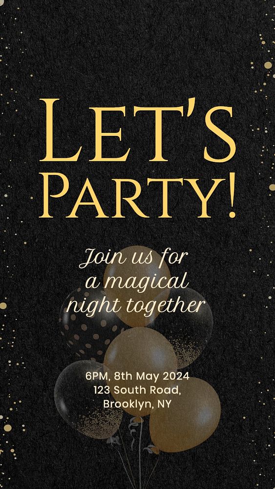 Let's party Instagram story template