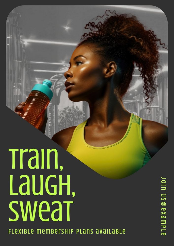 Train, laugh, sweat poster template