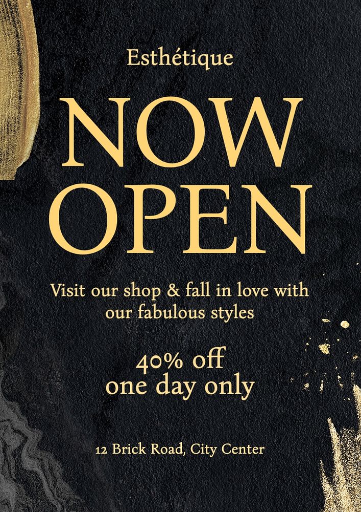 Shop now open poster template