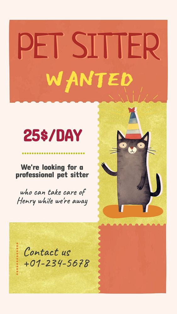 Pet sitter wanted Instagram story template