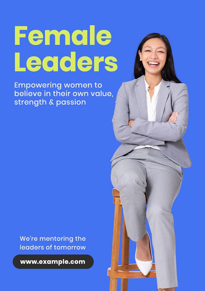 Female leaders poster template