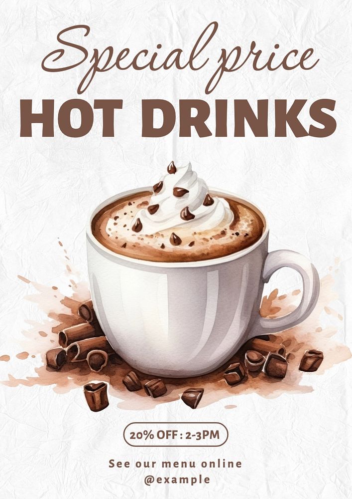 Hot drinks sale poster template