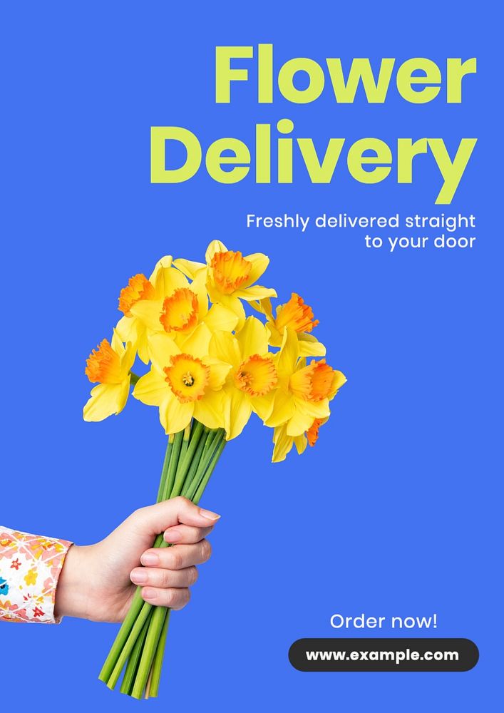 Flower delivery poster template