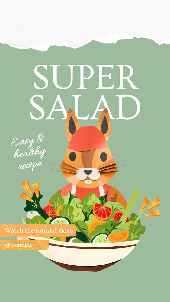 Salad recipe Facebook story template