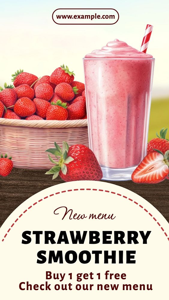 Strawberry smoothie Instagram story template