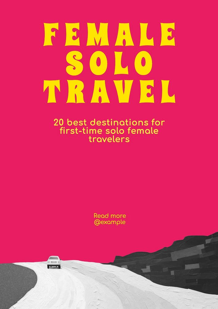 Female solo travel poster template