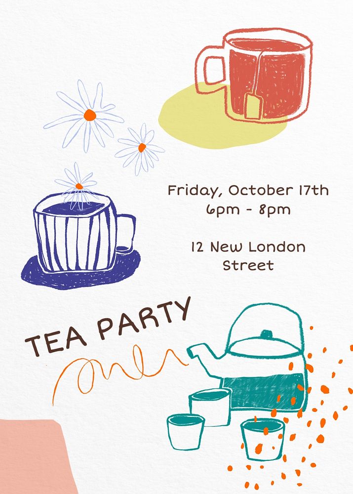 Tea party invitation poster template