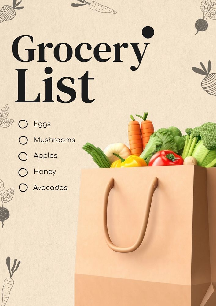 Grocery list poster template