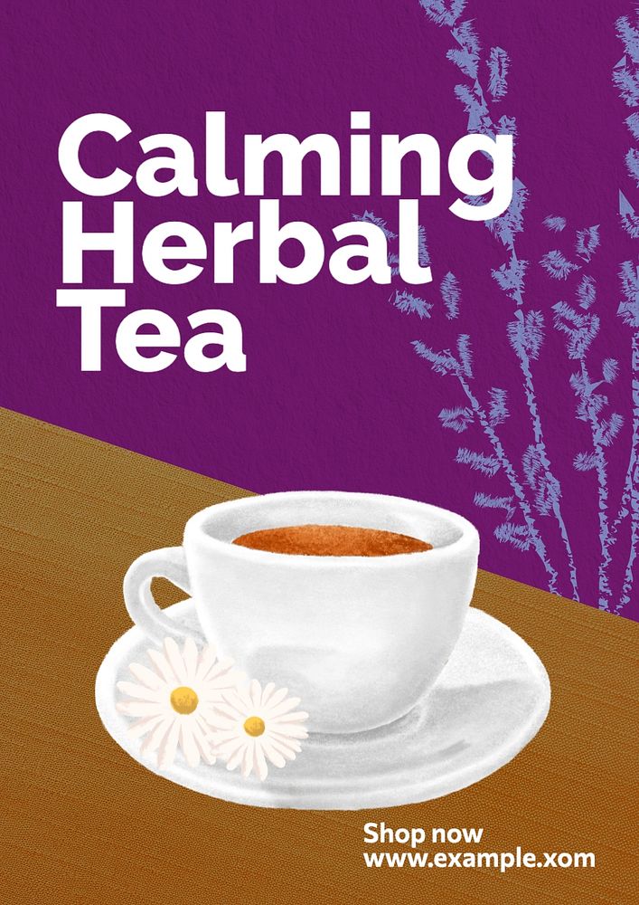 Calming herbal tea poster template