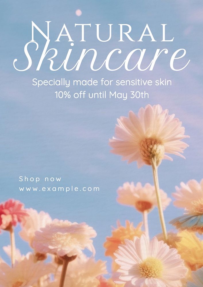 Natural skincare poster template