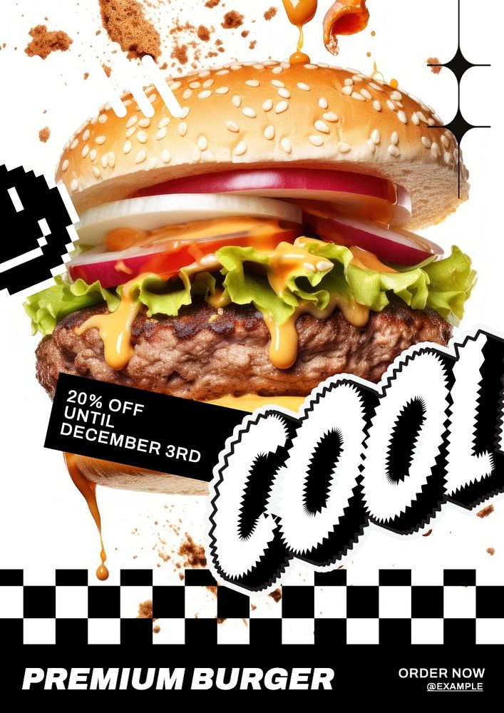 Premium burger food poster template