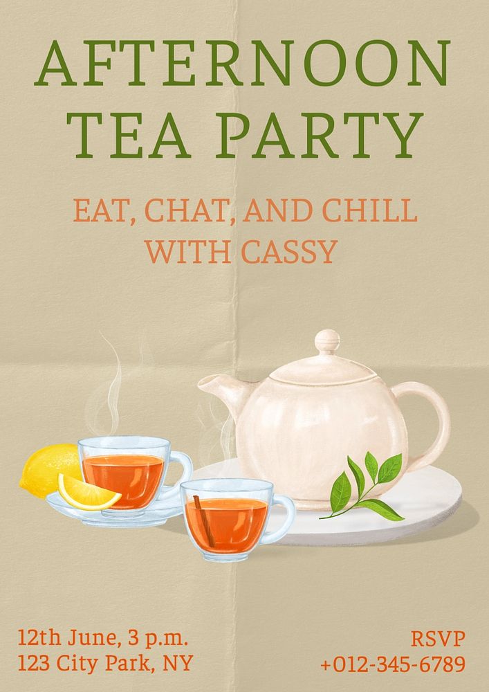 Afternoon tea party poster template