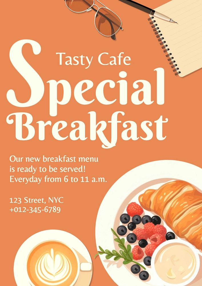 Special breakfast poster template