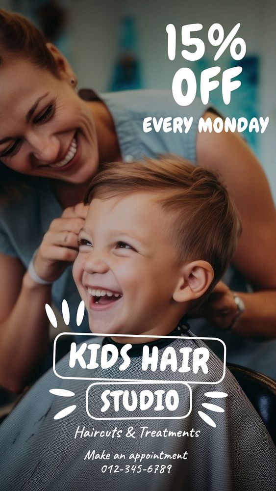 Kid's hair studio Facebook story template