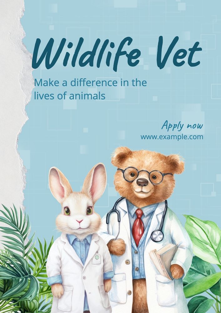 Wildlife vet poster template