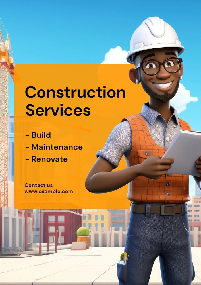 Construction service poster template