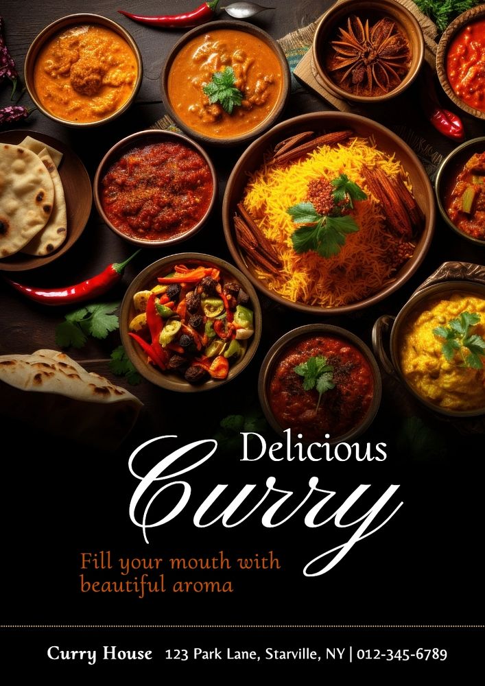 Curry restaurant poster template