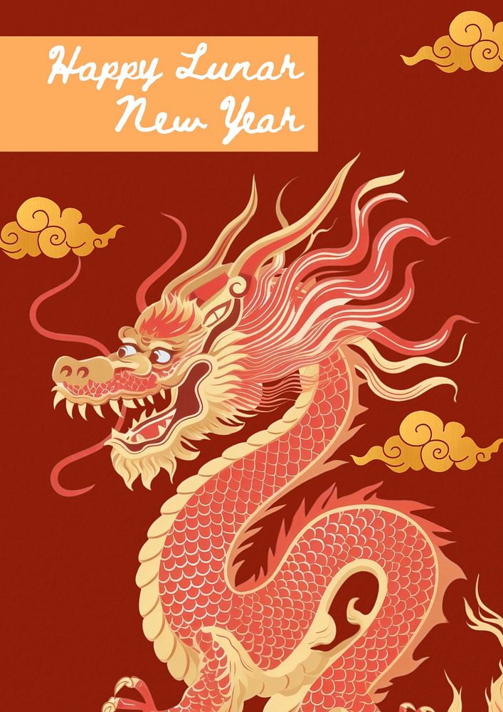 Happy Lunar New Year poster template