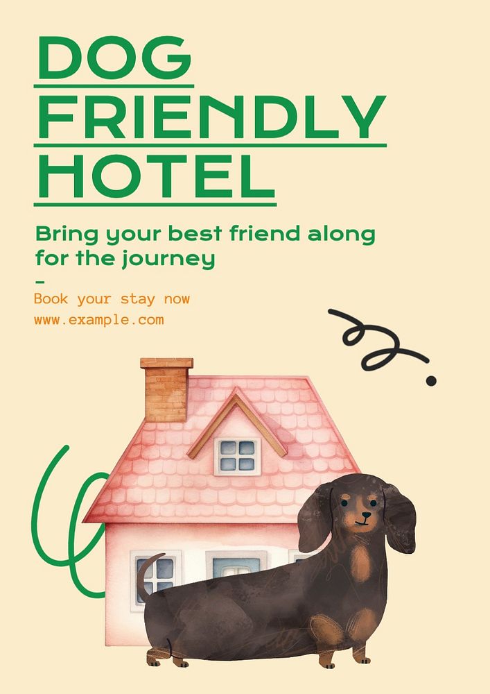 Dog friendly hotel poster template