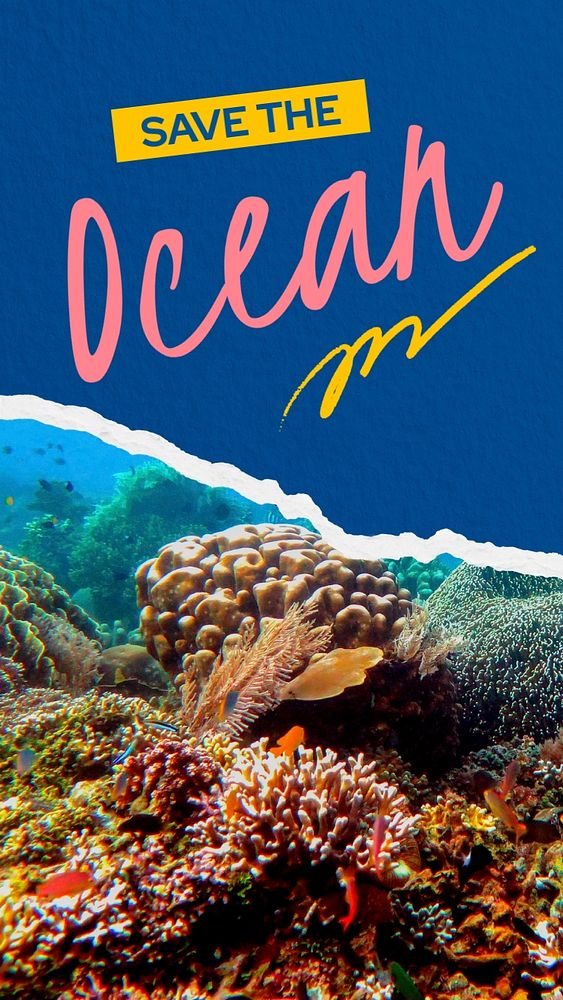 Save ocean Instagram story template, environmental campaign