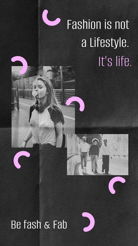 Fashion collage Instagram story template, cute memphis design