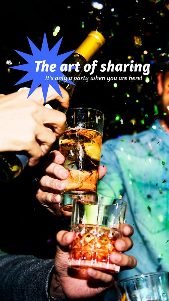 Party, celebration Instagram story template, people pouring drinks photo