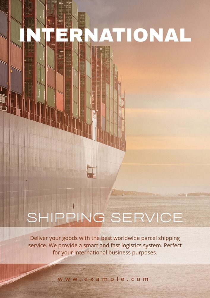 International logistics poster template, industry editable design