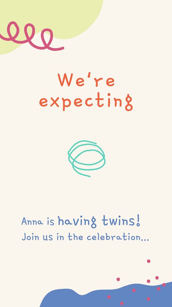 Baby shower Instagram story template, editable text