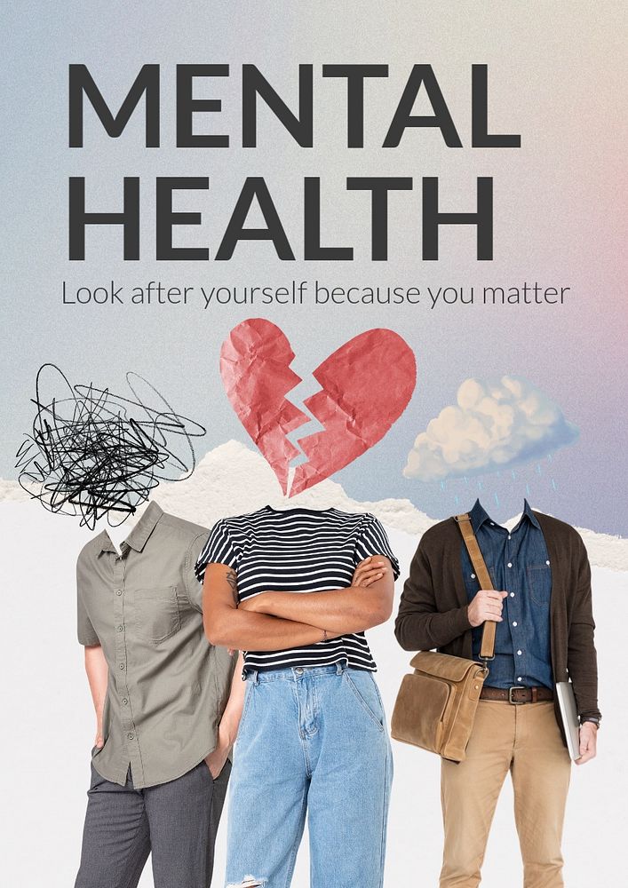 Mental health poster template, creative remixed media
