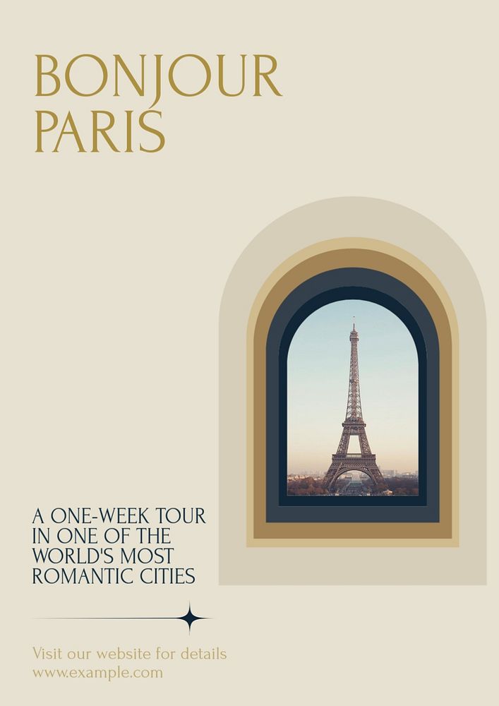 Paris travel poster template, editable text & design