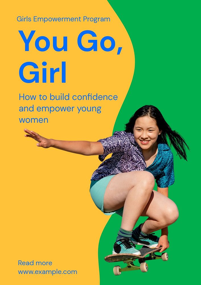 Girl empowering poster template, editable advertisement