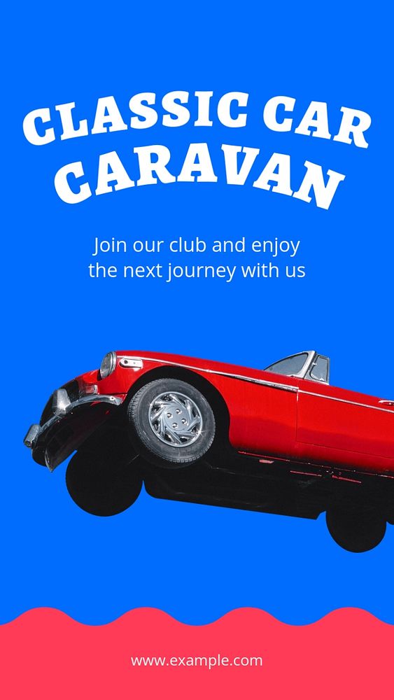 Classic car caravan Instagram story template, editable text and funky design