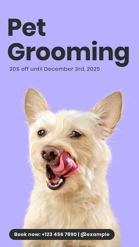 Pet grooming Instagram story template, editable design & text