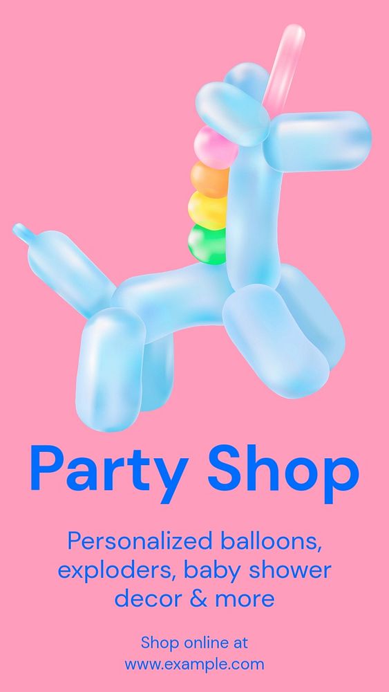 Party shop Instagram story template, editable text and funky design