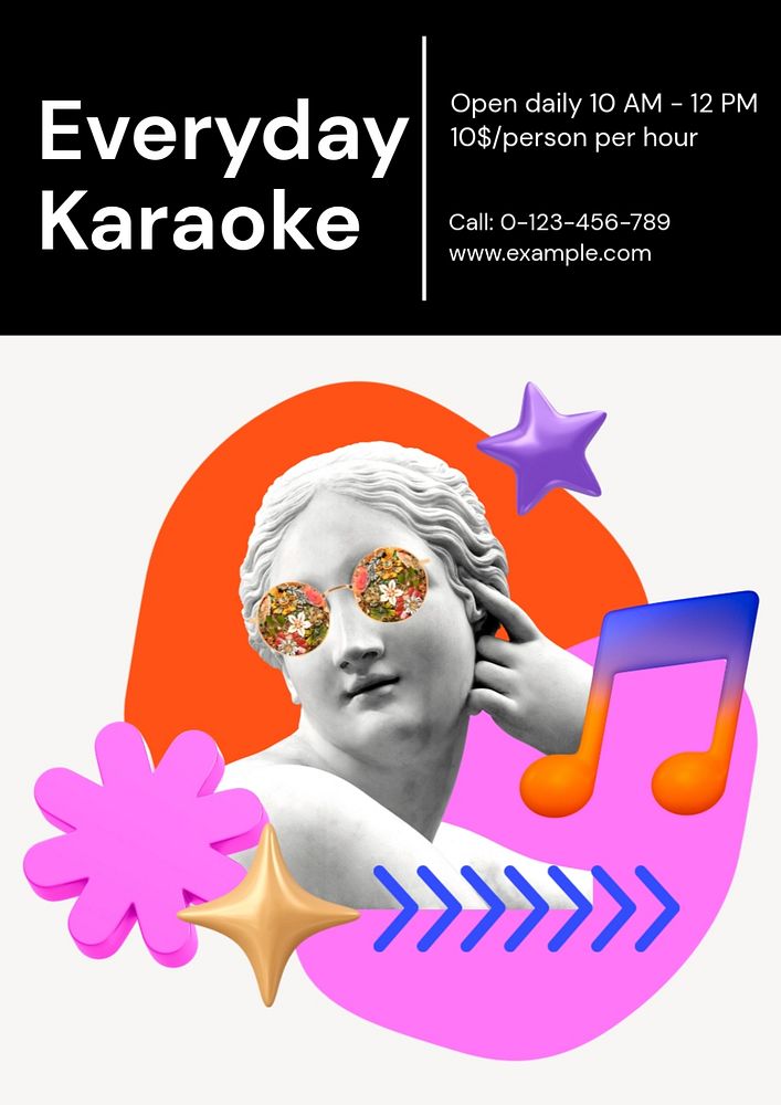 Karaoke poster template, editable advertisement