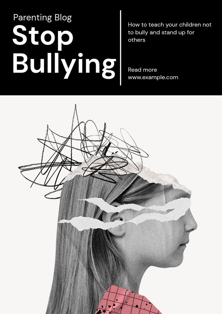 Stop bullying poster template, editable advertisement