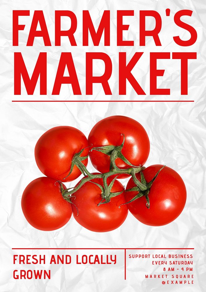 Farmer's market poster template, customizable design 