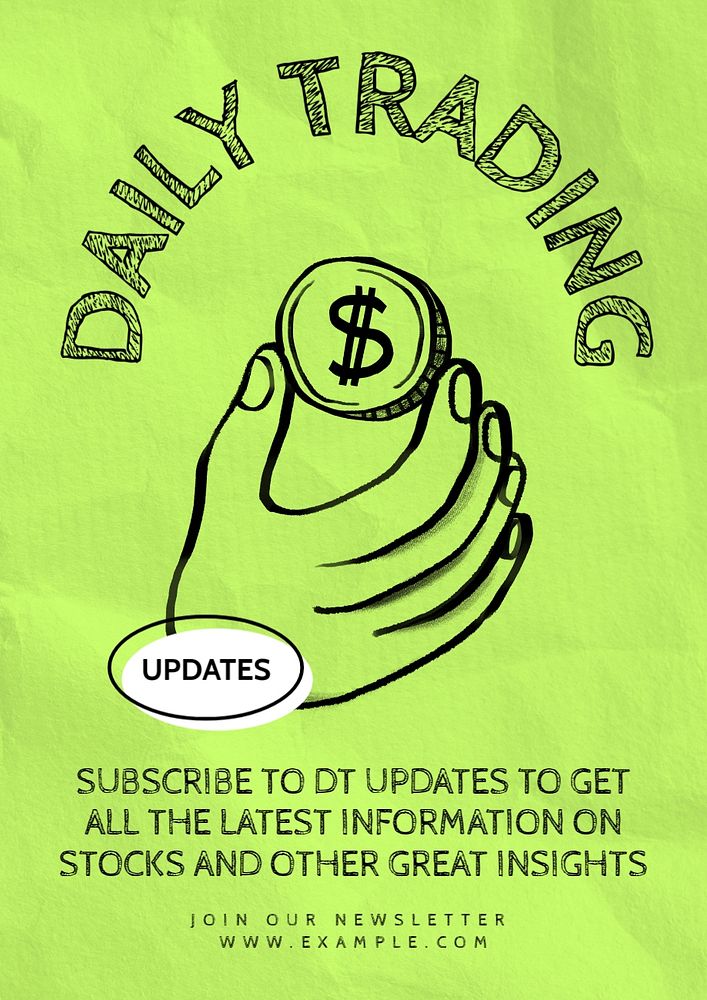 Daily trading updates poster template, customizable design 