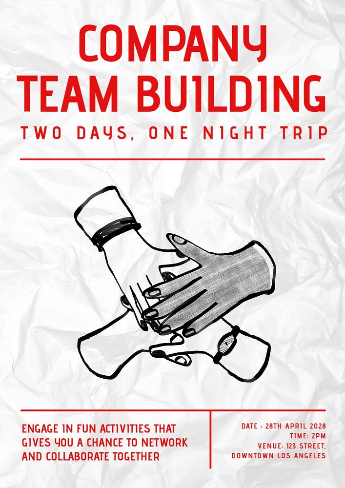 Team building trip poster template, customizable design 